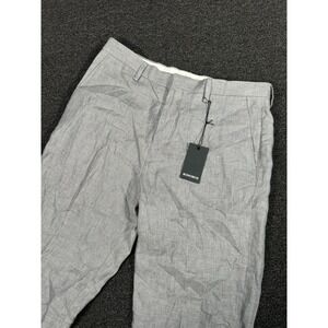 New Bonobos Pants Men's 33x32 Gray 100% Linen Dress Preppy Classic Fit Office